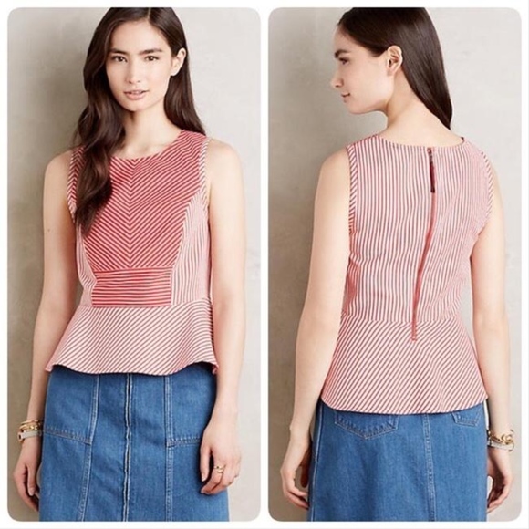 Anthropologie Tops - [Anthropologie] Cantua Peplum Stripe Top